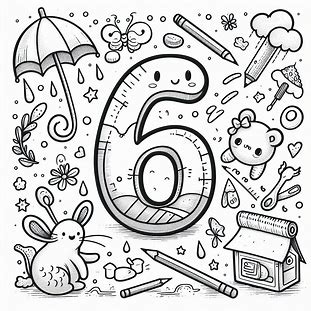 Number 6 For Kids Coloring