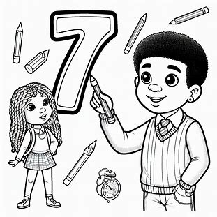 Number 7 For Kids Coloring