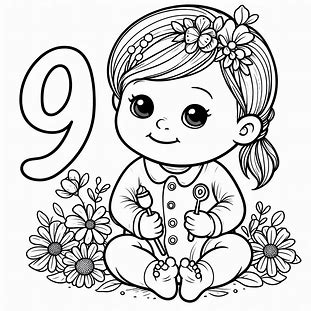 Number 9 For Kids Coloring