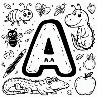 Sketch Of Alphabet A For Kids Coloring