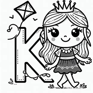 Sketch Of Alphabet K For Kids Coloring