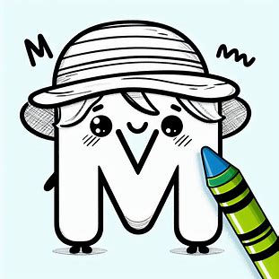 Sketch Of Alphabet M For Kids Coloring