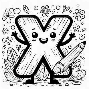 Sketch Of Alphabet X For Kids Coloring