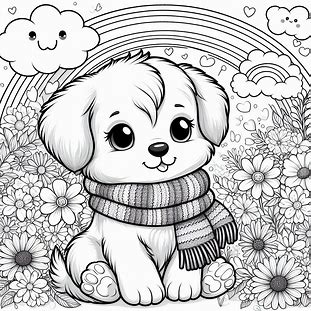 Cute Puppy For Kids Coloring