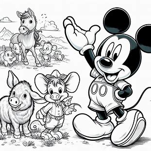 Mickey Mouse With His Friends For Kids Coloring