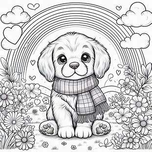 Happy Puppy For Kids Coloring